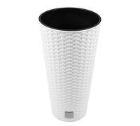 Maceta rato de 15,5 litros con inserto 25 x 25 x 47,6 cm en color blanco