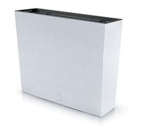 Maceta rectangular decorativa de plástico Rato de 50 cm de alto para interiores y exteriores, 18 x 58 cm, rectangular, color blanco, diseño moderno, 44 litros