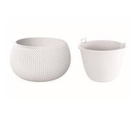 Maceta Redonda con Deposito Splofy Bowl de Plastico en Color Violeta 23,9x23,9x16,1 Cm - Prosperplast White