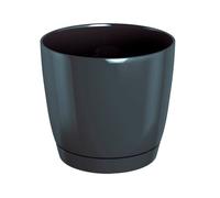 Maceta redonda de plastico coubi round p en color grafito 24 (largo) x 24 (ancho) x 22 (altura) cm