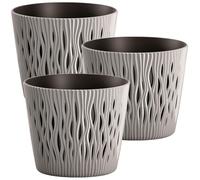 Maceta Redonda de Plástico Gris Sandy Round 12x12x11,1 Cm - Wellhome