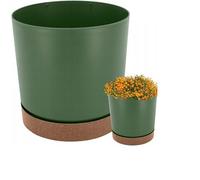 Maceta redonda decorativa TUBO PM Verde pino, 29,2x29,2x28,3 cm