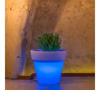 MACETA RESINA CON LUZ AZUL DIÁMETRO 80 ÁRBOL JARDÍN BALCÓN INTERIOR ILUMINACIÓN