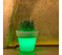 MACETA RESINA CON LUZ VERDE DIÁMETRO 80 ÁRBOL JARDÍN BALCÓN EXTERIOR ILUMINACIÓN