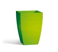 MACETA RESINA CUADRADA ALTA H40 VERDE ACABADO ANTIGUO JARDÍN MADE IN ITALY