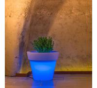 MACETA RESINA H45 MODERNA MACETERO MADE IN ITALY DISEÑO JARDÍN LÁMPARA AZUL