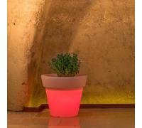 MACETA RESINA H45 MODERNA MACETERO MADE IN ITALY DISEÑO JARDÍN LÁMPARA ROJA