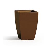 MACETA RESINA H50 LÚCIDA MARRÓN CUADRADA DECORACIÓN MODERNA MADE IN ITALY DISEÑO