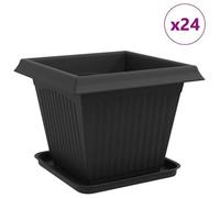 Macetas 24 Uds. Negro Plástico Vidaxl