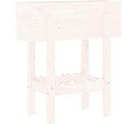 Macetas blancas vidaXL de 62x30x69 cm, fabricadas en madera maciza de pino