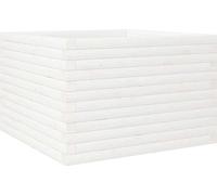 Macetas blancas vidaXL de 70x70x46 cm, fabricadas en madera maciza de pino