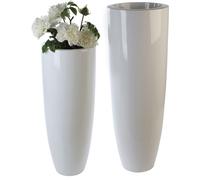 Macetas colgantes "Konus", de fibra de vidrio y polipropileno, color blanco, pack de 1 unidad, altura 90 cm, diámetro 36 cm. Código: 79358 4001250793588