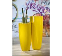 Macetas colgantes "Konus", de fibra de vidrio y resina, color amarillo, tamaño XXL, lote de 1 unidad, altura 92 cm, diámetro 36 cm. 89409- -Solo se puede recoger en persona (69168 Wiesloch)