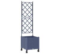 Macetas con estructura de soporte y ruedas, color gris, 40 x 40 x 149 cm, fabricadas en polipropileno