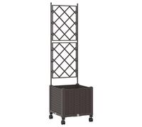 Macetas con estructura de soporte y ruedas, color marrón, 40 x 40 x 149 cm, fabricadas en polipropileno