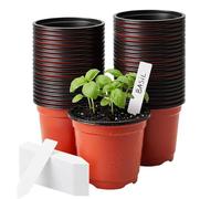 Macetas de 8 x 7.2 x 4 pulgadas, macetas portátiles de jardín, 100 macetas flexibles portátiles con etiquetas, maceta duradera para plantas de jardín en interiores y exteriores