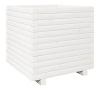 Macetas de exterior blancas vidaXL, 50x50x49,5 cm, de madera maciza de pino