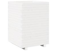 Macetas de exterior blancas vidaXL, 50x50x72,5 cm, de madera maciza de pino