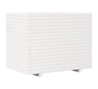 Macetas de exterior blancas vidaXL, 90x60x72,5 cm, de madera maciza de pino