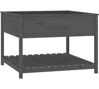 Macetas de exterior con estante, color gris, 111,5 x 111,5 x 81 cm, madera maciza de pino