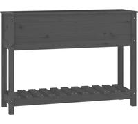 Macetas de exterior con estante, color gris, 111,5 x 34,5 x 81 cm, madera maciza de pino