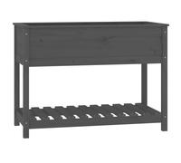 Macetas de exterior con estante, color gris, 111,5 x 54 x 81 cm, madera maciza de pino