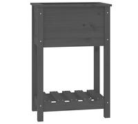 Macetas de exterior con estante, color gris, 54x34,5x81 cm, madera maciza de pino