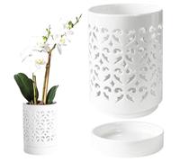 Macetas de orquídeas con agujeros de orquídea de 4 pulgadas macetas de orquídea transpirable para reparar macetas de cerámica con platillo para orquídeas promueve el crecimiento de la planta de circu