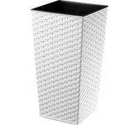 Macetas de plástico "Pesaro" de KADAX, macetero, jardinera, con inserto, cuadrada, 35 cm, color blanco