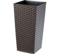 KADAX Macetero Alto de Diseño Moderno para Plantas de Interior y Exterior, Maceta Grande de Plástico, Jardinera Alta (Marrón, Imitación Ratán, 75 cm)
