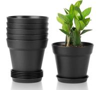 Macetas de plástico Unyqoos® de 12,5 cm – Juego de 6 con platillos, macetas redondas con múltiples orificios de drenaje, ideales para suculentas, cactus y hierbas, para uso en interiores y en balcones