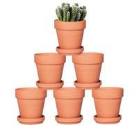 Macetas de terracota con platillo - Paquete de 6 macetas de arcilla de 12,7 cm, macetas de cerámica para cactus, suculentas, agujero de drenaje, ideal para plantas, manualidades, recuerdos de boda