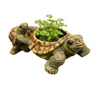 Macetas de tortuga, decoración de jarrón de animales, juego de macetas de interior de 6.3 x 4.72 pulgadas, encantadoras piezas de acento de estante de mesa, balcón, patio, jardín, porche, sala de