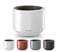 Macetas grandes de tamaño XXL, tipo jardinera, con capacidad de 82 litros, de forma redonda, con un diámetro de 57 cm, fabricadas en plástico resistente, de diseño moderno y color blanco mate, con una