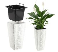 KADAX Macetero con inserto, macetero, de plástico, 40 cm, blanco
