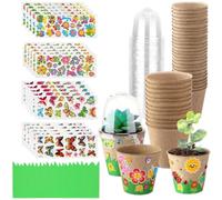 Macetas Kit Manual de plantadores de Papel | 30 Macetas Balcón, Cúpulas, 20 Pegatinas para Niños, Interior y Exterior