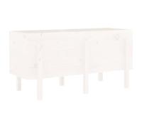 Macetero alto blanco 121 x 50 x 57 cm madera maciza de pino Macetero grande para jardín, jardinera alta para interior, balcón, parque, jardín
