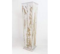 Macetero Alto Blanco Vintage Sam, Macetero Alto, Blanco Vintage, Madera de Pino, 25x27,5x98x15cm. Incluye Imán Personalizable de Regalo.