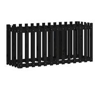 Macetero alto con diseño de lamas, color negro, 150 x 50 x 70 cm, madera maciza de pino, maceta grande, maceta grande para interior, para balcón, parque, patio o jardín