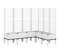 Macetero blanco con enrejado 160 x 120 x 142 cm, maceta de polipropileno con aspecto de ratán, robusta ayuda para plantas trepadoras como tomates y rosas, diseño elevado con drenaje para jardín