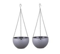 Macetero colgante, 2 macetas colgantes con riego automático, cesta de macetas de estilo minimalista de 8, 27 pulgadas con orificio de drenaje para decoración interior y exterior, color gris, adornos d