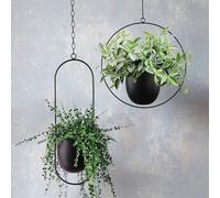 Macetero Colgante de Metal, Macetas Colgantes para Plantas, Cesta Colgante con Cadena y Gancho, Maceteros Decorativos para Interior y Exterior, Jardineras Colgantes para Jardín, Balcón (2 Piezas)