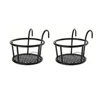 Macetero colgante para barandillas, maceta de metal con ganchos, maceta redonda para balcón para patios, jardines, decoración al aire libre