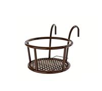Macetero colgante para barandillas, maceta de metal con ganchos, maceta redonda para balcón para patios, jardines, decoración al aire libre