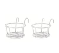 Macetero colgante para barandillas, maceta de metal con ganchos, maceta redonda para balcón para patios, jardines, decoración al aire libre
