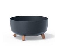 Prosperplast Macetero GRACIA Redondo Antracita con Relieve y Patas Extraíbles 38x38x19,5 cm 14,3 L