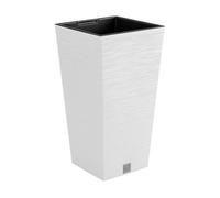 Macetero Color Blanco, con depósito, colección Furu, de 26,5 x 26,5 x 50 cm, Capacidad de 11 L.