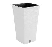 Macetero Color Blanco, con depósito, colección Furu, de 26,5 x 26,5 x 50 cm, Capacidad de 11 L.