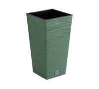 Macetero Color Verde Tierra, con depósito, colección Furu, de 20 x 20 x 38 cm, Capacidad de 5 L.