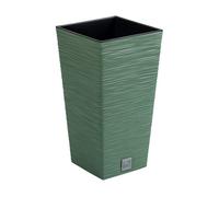 Macetero Color Verde Tierra, con depósito, colección Furu, de 26,5 x 26,5 x 50 cm, Capacidad de 11 L.